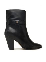 Tommy Hilfiger Botki Th T-Strap Leather Pointy Bootie FW0FW08984 Czarny. Czarne botki TOMMY HILFIGER, bez wzorów, ze skóry, bez obcasa, na słupku, bez zapięcia. Za 999.99 zł.