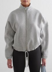 Damska bluza na zamek, stójka, mieszanka bawełny Campus Sweat szary melanż. Szare bluzy AIM'N, l, bez wzorów, z bawełny, bez kaptura. Za 381.00 zł.