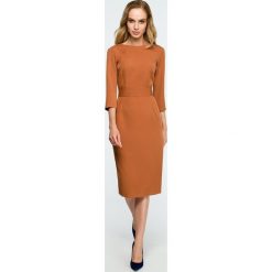 Gładka sukienka z guzikami s119. Niebieskie sukienki Style, s, bez wzorów, eleganckie, bez kołnierzyka, bez ramiączek, dopasowane. Za 149.00 zł.