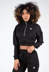 Ocala Cropped Bluza z zamkiem błyskawicznym do połowy - Czarny. Czarne bluzy GORILLA WEAR, l, bez wzorów, z bawełny, bez kaptura. Za 229.00 zł.