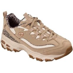 Buty sportowe Skechers D'lites-wild Charm. Brązowe trekkingi Skechers, z materiału, na fitness i siłownię. Za 590.00 zł.