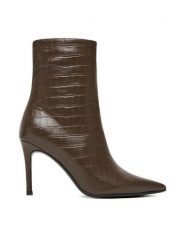 Eva Minge Botki EO-DEMI-GLC6303-6-320 Brązowy. Brązowe botki Eva Minge, bez wzorów, ze skóry, bez obcasa, na szpilce, bez zapięcia. Za 449.99 zł.