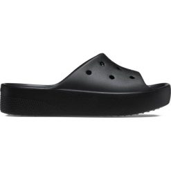 Klapki plażowe damskie Crocs Classic Platform Slide. Czarne klapki Crocs, bez wzorów, bez obcasa. Za 169.99 zł.