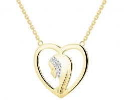 Naszyjnik z żółtego złota z diamentami - medalik Matka Boska, serce - 0,006 ct - próba 585. Żółte naszyjniki Apart, z diamentem, złote. Za 2,090.00 zł.