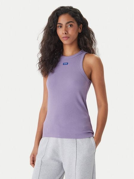 HUGO Top Easy 50508857 Fioletowy Slim Fit. Fioletowe topy Hugo, xs, bez wzorów, z bawełny, bez kołnierzyka, bez ramiączek. Za 125.99 zł.