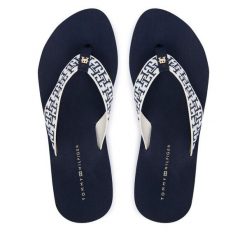 Japonki Tommy Hilfiger. Niebieskie klapki TOMMY HILFIGER, bez wzorów, bez obcasa. Za 189.99 zł.