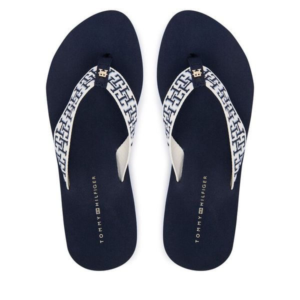 Japonki Tommy Hilfiger. Niebieskie klapki TOMMY HILFIGER, bez wzorów, bez obcasa. Za 189.99 zł.