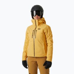 Kurtka narciarska damska Helly Hansen Alphelia Lifaloft sand. Żółte kurtki narciarskie Helly Hansen, bez wzorów, bez kaptura, narciarskie. Za 2,499.00 zł.