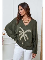 So Cachemire Sweter "Adandine" w kolorze oliwkowo-beżowym rozmiar: L. Brązowe swetry So Cachemire, l, bez wzorów, z kaszmiru, bez ramiączek. Za 130.99 zł.