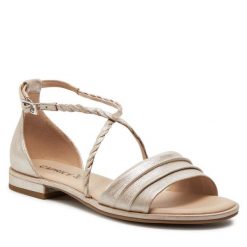 Sandały Caprice. Żółte sandały Caprice, bez wzorów, bez obcasa, na płaskiej podeszwie, bez zapięcia. Za 229.99 zł.
