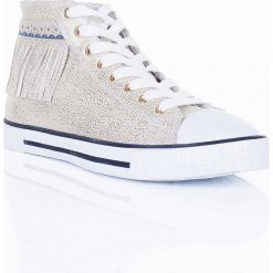 Złote trampki damskie z frędzlami. Żółte trampki Trussardi Jeans, bez wzorów, bez zapięcia. Za 138.00 zł.