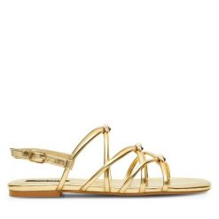 Sandały Nine West. Żółte sandały Nine West, bez wzorów, bez obcasa, na płaskiej podeszwie, bez zapięcia. Za 199.99 zł.