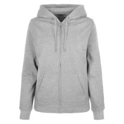 Bluza Z Kapturem Damska Basic Full Zip. Szare bluzy BUILD YOUR BRAND, xs, bez wzorów, z kapturem. Za 140.99 zł.
