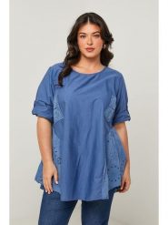 Curvy Lady Bluzka w kolorze niebieskim rozmiar: 40/42. Niebieskie bluzki Curvy Lady, bez wzorów, klasyczne, bez kołnierzyka, bez ramiączek. Za 92.21 zł.