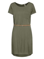 Eight2Nine Sukienka w kolorze khaki rozmiar: XXL. Brązowe sukienki Eight2Nine, na co dzień, xxl, bez wzorów, ze skóry, bez kołnierzyka, bez ramiączek, midi, proste. Za 101.45 zł.
