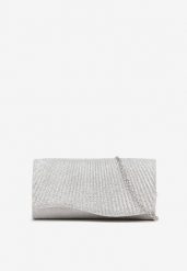 Srebrna Torebka o Geometrycznym Kształcie z Metaliczną Nicią Acconea. Szare torby na ramię Born2be, bez wzorów, eleganckie, na ramię, bez dodatków. Za 39.99 zł.