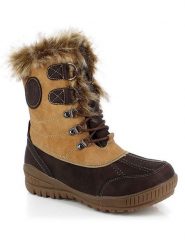 Kimberfeel Kozaki zimowe "Elena" w kolorze jasnobrązowym rozmiar: 37. Brązowe kozaki Kimberfeel, na zimę, z materiału, z okrągłym noskiem, bez obcasa, bez zapięcia. Za 187.96 zł.