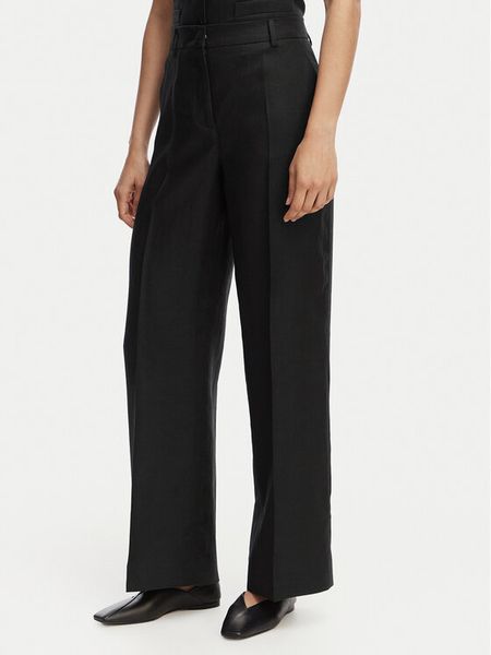 Weekend Max Mara Spodnie materiałowe Malizia 2615131112 Czarny Regular Fit. Czarne spodnie materiałowe Weekend Max Mara, bez wzorów, ze lnu. Za 678.99 zł.