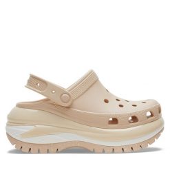 Klapki Crocs. Brązowe klapki Crocs, bez wzorów, bez obcasa. Za 309.99 zł.