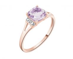 Pierścionek z różowego złota z diamentami i ametystem - próba 375. Czerwone pierścionki Apart, z ametystem, złote. Za 959.00 zł.