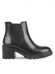 Geox Sztyblety D Damiana D16QCG 00043 C9999 Czarny. Czarne botki Geox, bez wzorów, ze skóry, bez obcasa, na słupku, bez zapięcia. Za 549.99 zł.