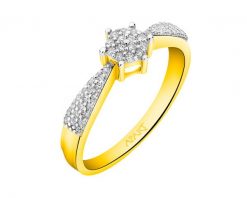Pierścionek z żółtego złota z diamentami - 0,17 ct - próba 585. Żółte pierścionki Apart, z diamentem, złote. Za 2,590.00 zł.