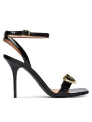 LOVE MOSCHINO Sandały JA16089G1OIH0000 Czarny. Czarne sandały Love Moschino, bez wzorów, ze skóry, bez obcasa, na szpilce, bez zapięcia. Za 1,179.00 zł.