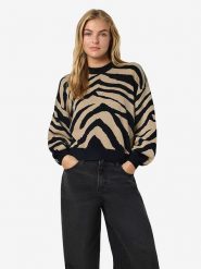 Noisy may Sweter w kolorze beżowo-czarnym rozmiar: XL. Brązowe swetry Noisy may, xl, bez wzorów, ze splotem, bez ramiączek. Za 147.45 zł.