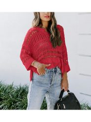 LA Angels Sweter w kolorze jagodowym rozmiar: S. Czerwone swetry LA Angels, s, bez wzorów, bez ramiączek. Za 118.84 zł.