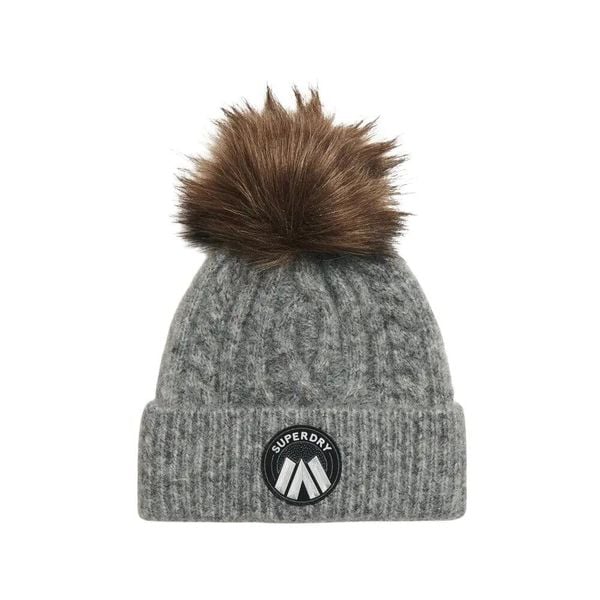 Czapka damska z plecionym wzorem Superdry Luxe. Szare czapki Superdry, bez wzorów. Za 149.90 zł.
