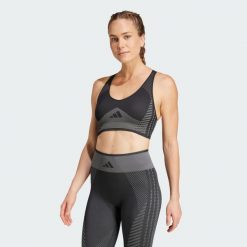 Biustonosz AEROKNIT Training Light Support. Czarne bielizna sportowa Adidas, l, bez wzorów. Za 229.00 zł.