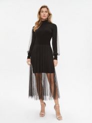 TWINSET Sukienka dzianinowa 232TT3413 Czarny Regular Fit. Czarne sukienki Twinset, xl, bez wzorów, z dzianiny, bez kołnierzyka, bez ramiączek. Za 759.99 zł.