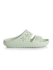 Crocs Klapki Classic Floral Cutout Sandal 210966 Zielony. Zielone klapki Crocs, bez wzorów, z tworzywa sztucznego, bez obcasa. Za 139.99 zł.