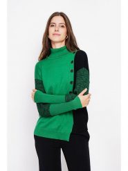 ASSUILI Sweter w kolorze zielono-czarnym rozmiar: 42. Czarne swetry Assuili, bez wzorów, bez ramiączek. Za 113.10 zł.