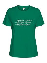 Vero Moda Koszulka w kolorze zielonym rozmiar: S. Zielone bluzki Vero Moda, s, bez wzorów, z bawełny, bez kołnierzyka, bez ramiączek. Za 39.58 zł.