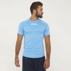 Koszulka treningowa multisport LIPSIA. Niebieskie bluzki LEGEA, bez wzorów, z poliesteru, sportowe, bez kołnierzyka, bez ramiączek. W wyprzedaży za 60.00 zł.
