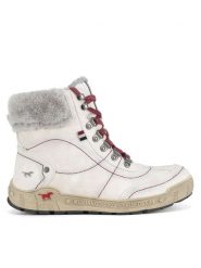 Mustang Botki 1290-607 Biały. Białe botki Mustang, bez wzorów, z materiału, bez obcasa, na płaskiej podeszwie, bez zapięcia. Za 258.99 zł.