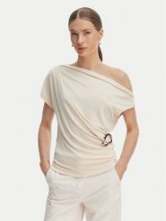 Rinascimento Bluzka CFC0128664003 Beżowy Regular Fit. Brązowe bluzki Rinascimento, xl, bez wzorów, z syntetyku, bez kołnierzyka, bez ramiączek. Za 399.99 zł.