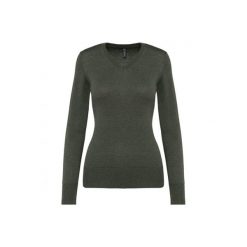 Damski sweter v-neck Kariban. Szare swetry KARIBAN, na zimę, bez wzorów, bez ramiączek. Za 138.00 zł.