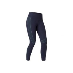 Legginsy Slim Gym & Pilates 560 damskie granatowe. Niebieskie legginsy DOMYOS, l, bez wzorów, z bawełny, z podwyższonym stanem. Za 89.99 zł.