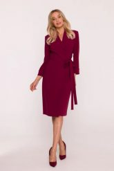 Elegancka sukienka ołówkowa kopertowa z wiązaniem bordowa. Czerwone sukienki Stylove, do pracy, xxl, bez wzorów, biznesowe, bez kołnierzyka, bez ramiączek, kopertowe. Za 449.00 zł.