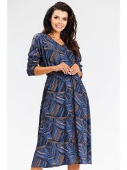 Awama Sukienka w kolorze granatowym rozmiar: XL. Niebieskie sukienki Awama, xl, bez wzorów, bez kołnierzyka, bez ramiączek, midi. Za 108.74 zł.