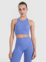 4F Biustonosz treningowy bezszwowy ze średnim wsparciem 4F x Anna Lewandowska - niebieski L/XL. Niebieskie bielizna sportowa 4f, l, bez wzorów, z dzianiny. Za 99.99 zł.