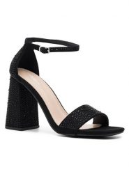 DeeZee Sandały KL-F3496-1 Czarny. Czarne sandały DeeZee, bez wzorów, z materiału, bez obcasa, na słupku, bez zapięcia. Za 139.99 zł.