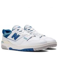 New Balance Skórzane sneakersy "550" w kolorze biało-niebieskim rozmiar: 42,5. Białe trampki New Balance, bez wzorów, bez zapięcia. Za 316.24 zł.