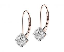 Kolczyki z różowego i białego złota z brylantami - 0,28 ct - próba 585. Białe kolczyki Apart, z brylantem, złote. Za 5,790.00 zł.