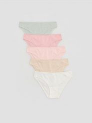 Majtki figi 5 pack - pastelowy róż. Czerwone figi Reserved, l, bez wzorów, z bawełny. Za 79.99 zł.