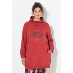 Damskie Długa bluza z kapturem oversize kaptur długi rękaw. Czerwone bluzy Ulla Popken, plus size, bez wzorów, z bawełny, z kapturem. Za 239.99 zł.