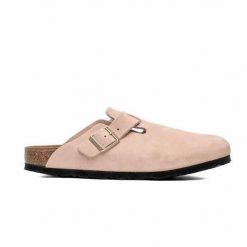 Klapki damskie Birkenstock Boston Vl. Czerwone klapki Birkenstock, bez wzorów, z gumy, bez obcasa. Za 653.00 zł.