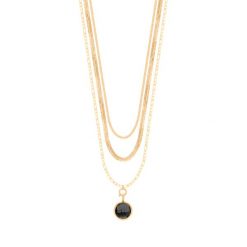 Naszyjnik Multichain z pozłacanym czarnym kryształem. Czarne naszyjniki Lilou, pozłacane. Za 428.00 zł.